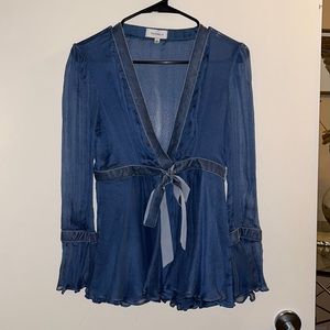 Sheer blouse with peplum